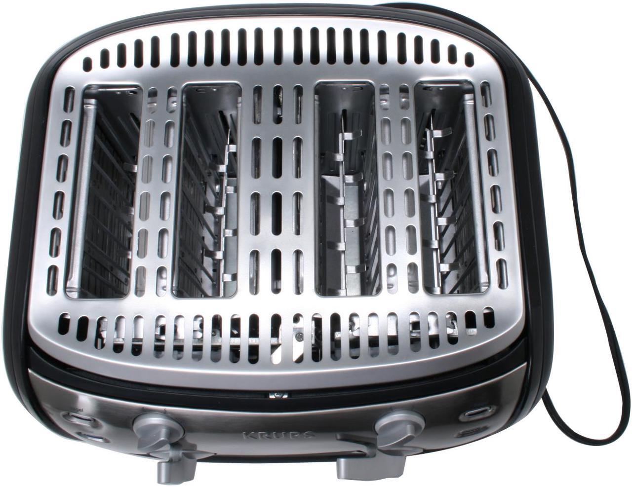 Alt view image 3 of 4 - KRUPS FEM4B Black & Metal 4-slice Toaster