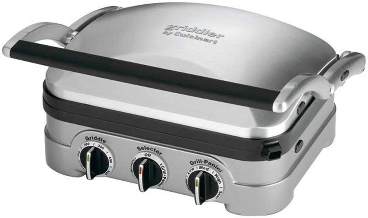 Cuisinart GR-4N 5-in-1 Griddler, Silver, Black Dials