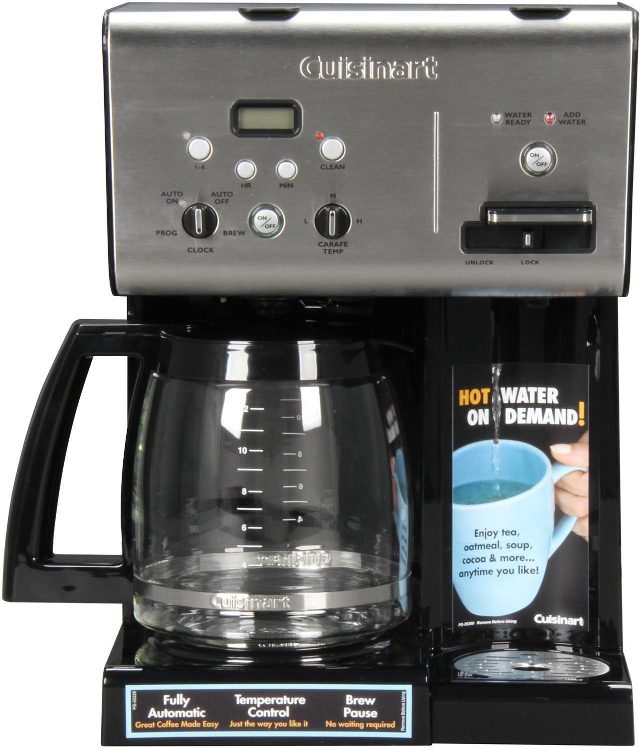 Main image of Cuisinart CHW-12 Black/Steel Black/Stainless Coffee Plus 12-Cup Programmable Coffeemaker