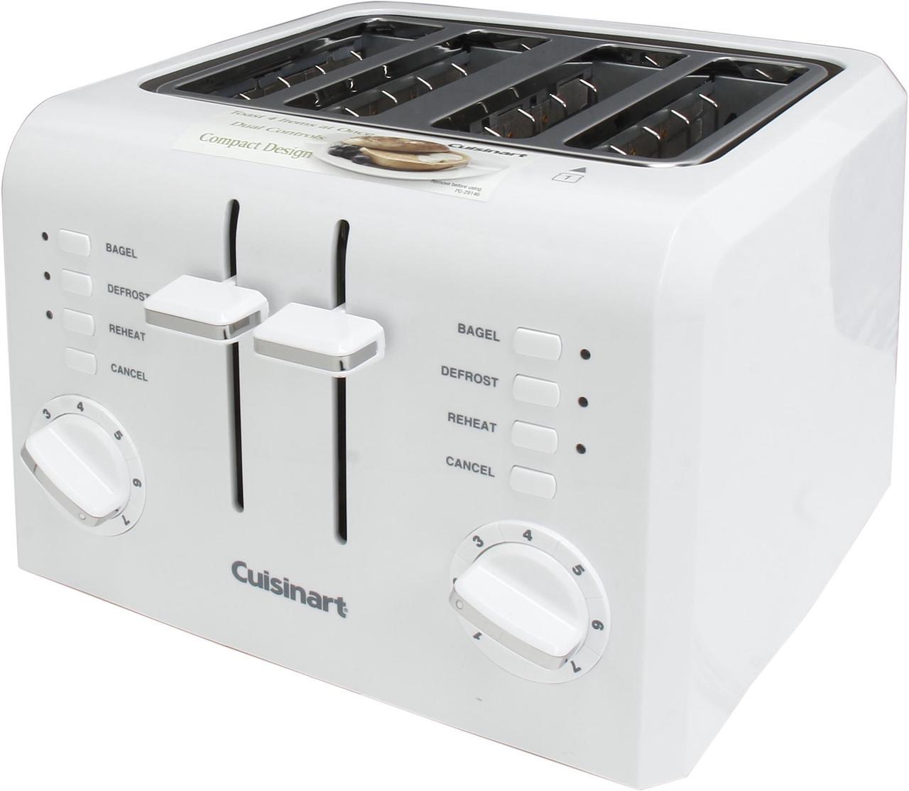 Cuisinart CPT-142 White/Stainless Steel 4-Slice Compact Plastic Toaster