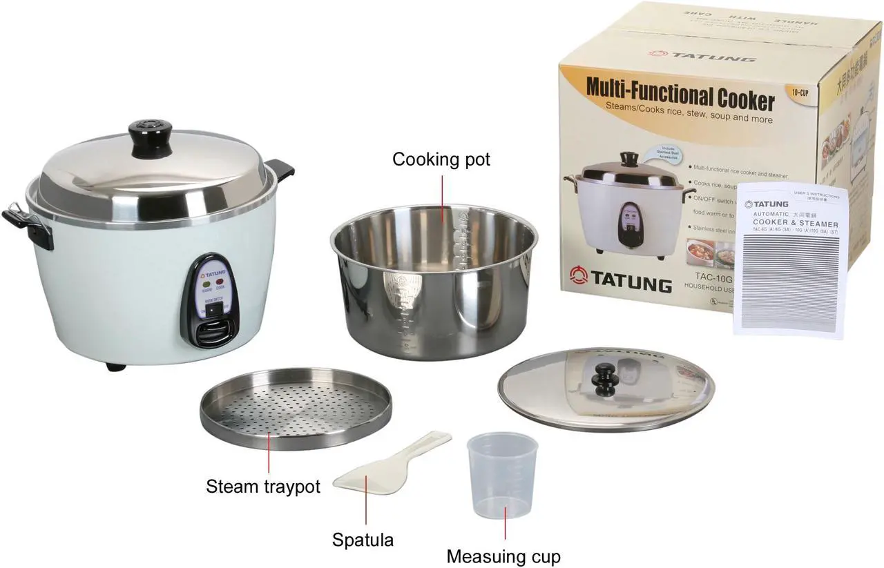 Alt view image 9 of 9 - TATUNG Multi-Functional Cooker and Steamer, White, 20 Cups cooked//10 Cups uncooked ,TAC-10G(SF)
