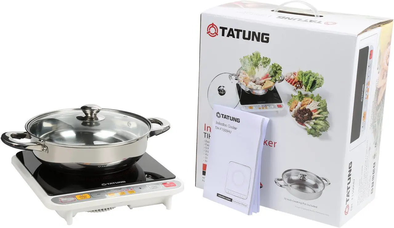 Alt view image 6 of 6 - Tatung TIH-F1500HU 1500 Watts Induction Cooktop with Stainless Steel Pot