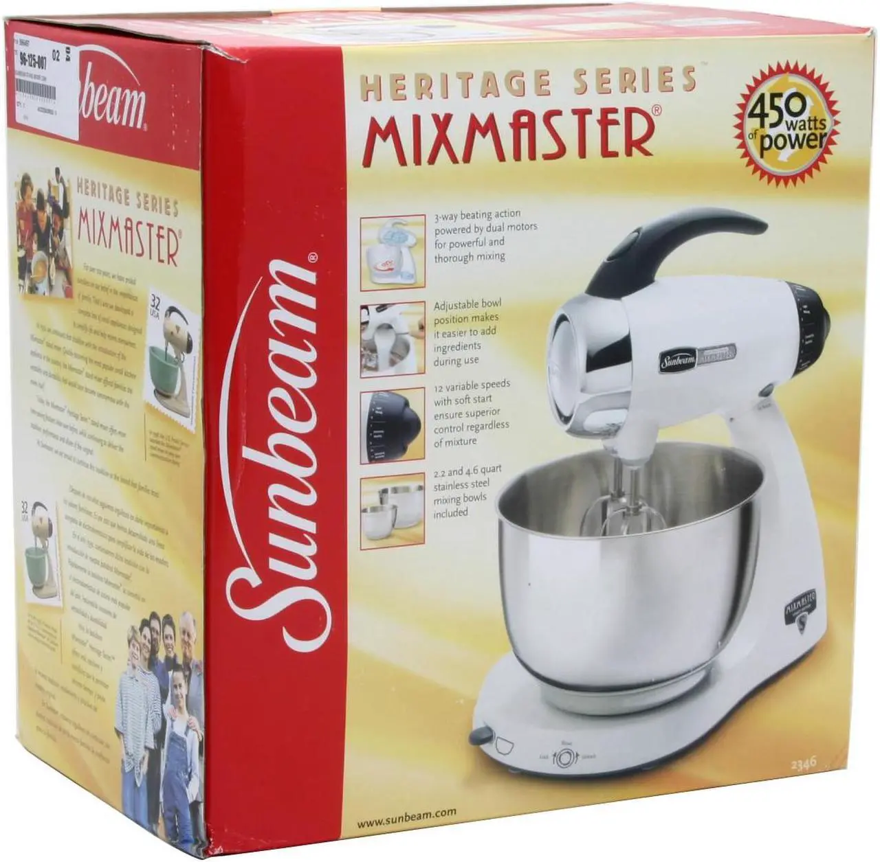 Alt view image 7 of 7 - Sunbeam 2346-030 Heritage 12 Speed Stand Mixer White