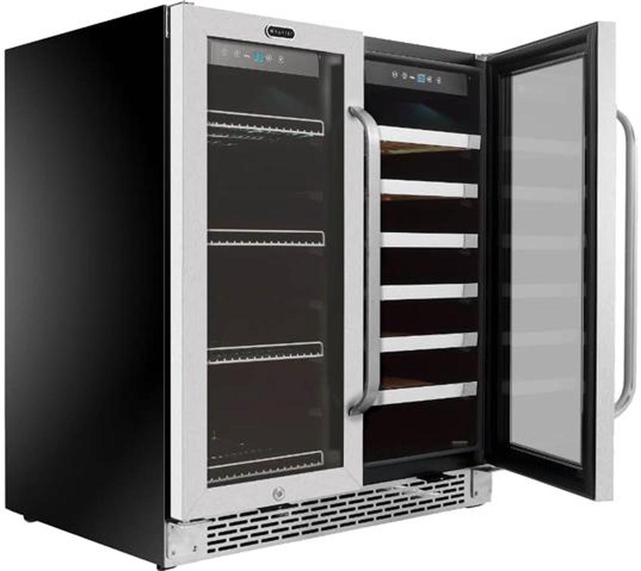 Main image of Whynter BWB-3388FDS 33 standard 750ml wine bottles
88 standard 12oz cans 30" Built-In French Door Dual Zone 33 Bottle Wine Refrigerator 88 Can Beverage Center
