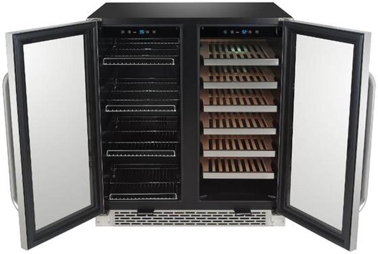 Alt view image 2 of 7 - Whynter BWB-3388FDS 33 standard 750ml wine bottles
88 standard 12oz cans 30" Built-In French Door Dual Zone 33 Bottle Wine Refrigerator 88 Can Beverage Center