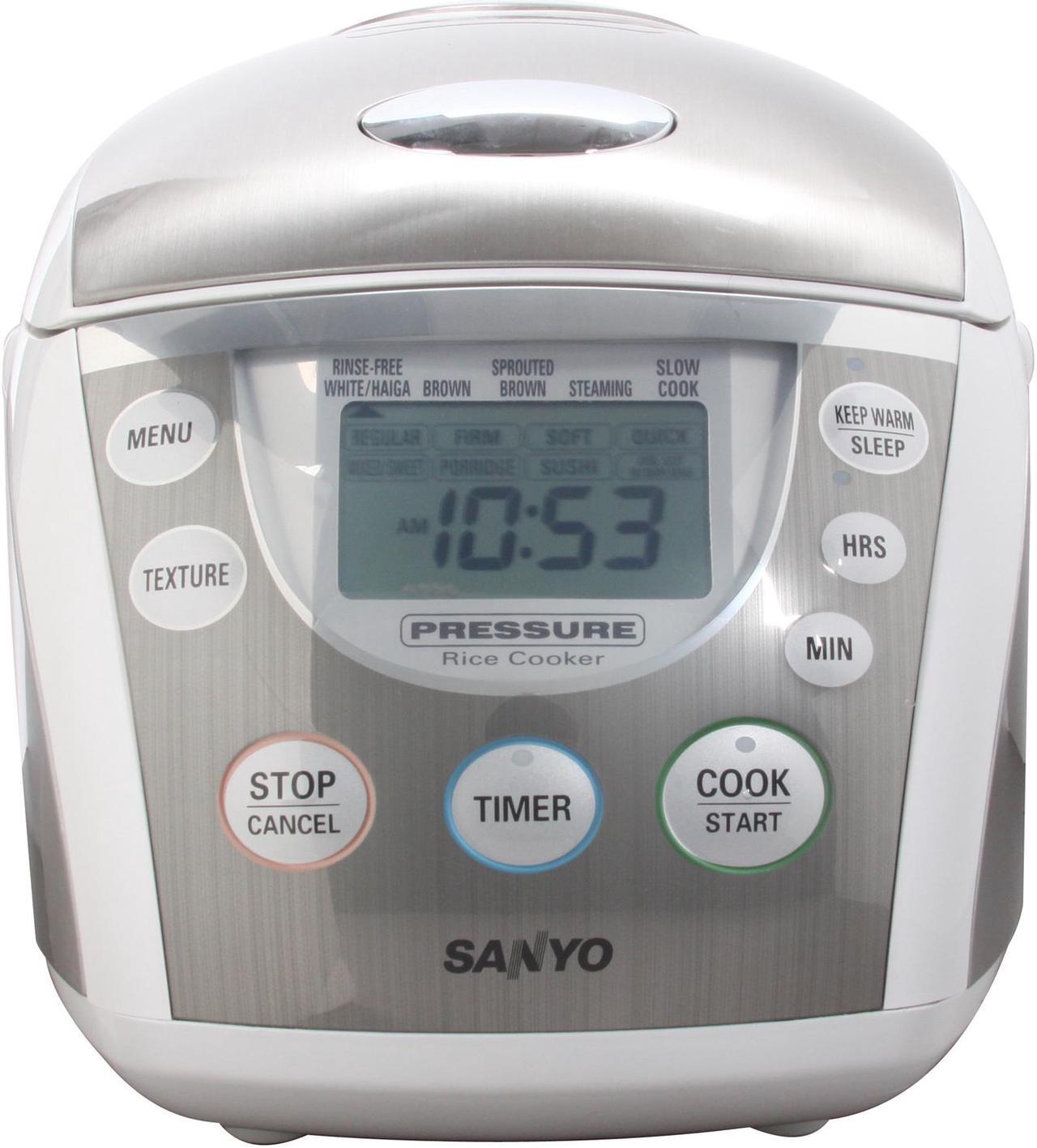 Alt view image 2 of 6 - SANYO ECJ-PX50S Stainless Steel 5-Cup Pressure Rice Cooker & Steamer
