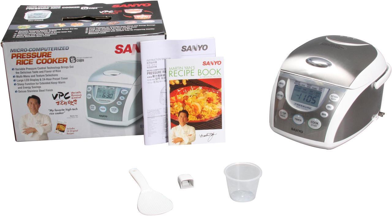 Alt view image 6 of 6 - SANYO ECJ-PX50S Stainless Steel 5-Cup Pressure Rice Cooker & Steamer
