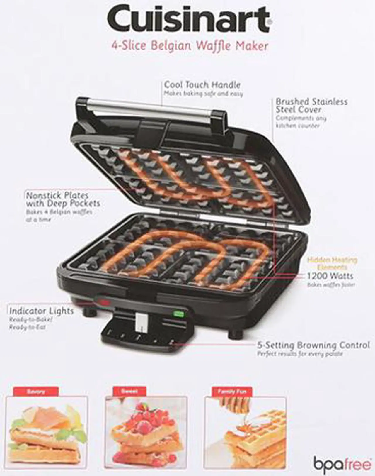 Alt view image 5 of 6 - Cuisinart WAF-150 4-Slice Belgian Waffle Maker