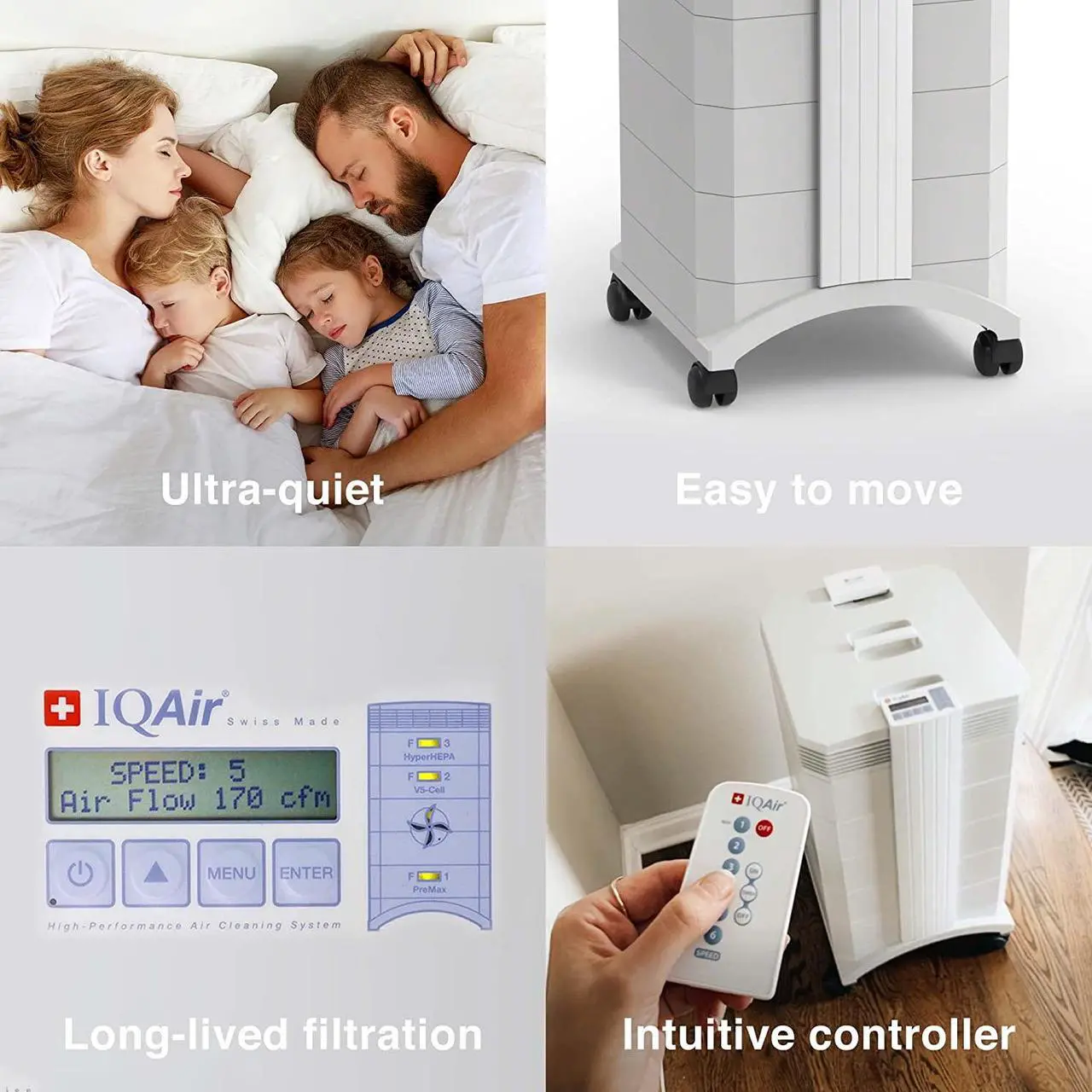 Alt view image 7 of 8 - IQAir HealthPro Plus Air Purifier - Medical Grade HyperHEPA filter for home large room up to 1125 sq ft - for Viruses, Bacteria, Allergens, Asthma Triggers, Smoke, Mold, Pets, Dust, Odor, Swiss Made