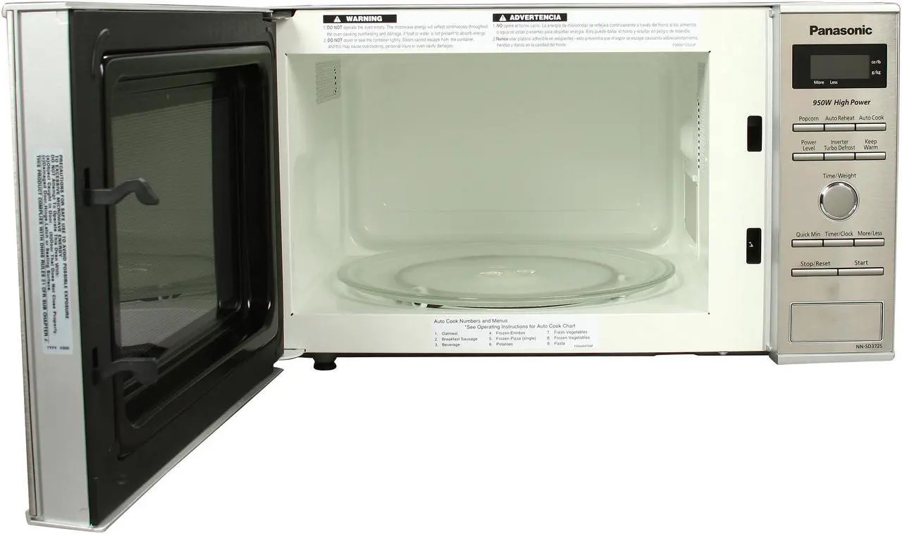 Alt view image 2 of 5 - Panasonic NN-SD372S Stainless 950W 0.8 Cu. Ft. Stainless Steel Countertop Microwave with Inverter Technology