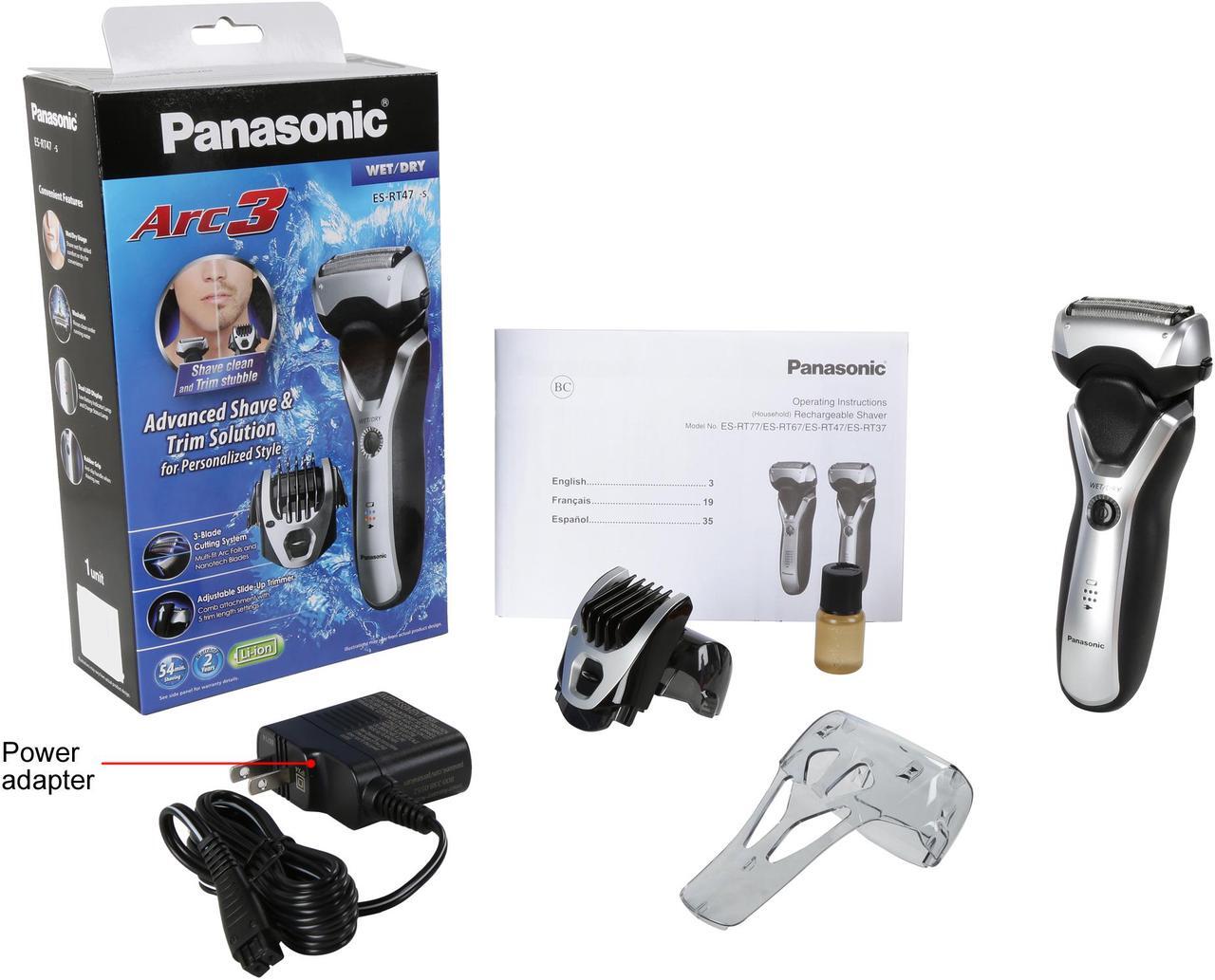 Alt view image 7 of 6 - Panasonic Arc3 Men's 3-Blade Wet/Dry Electric Shaver ES-RT47-S