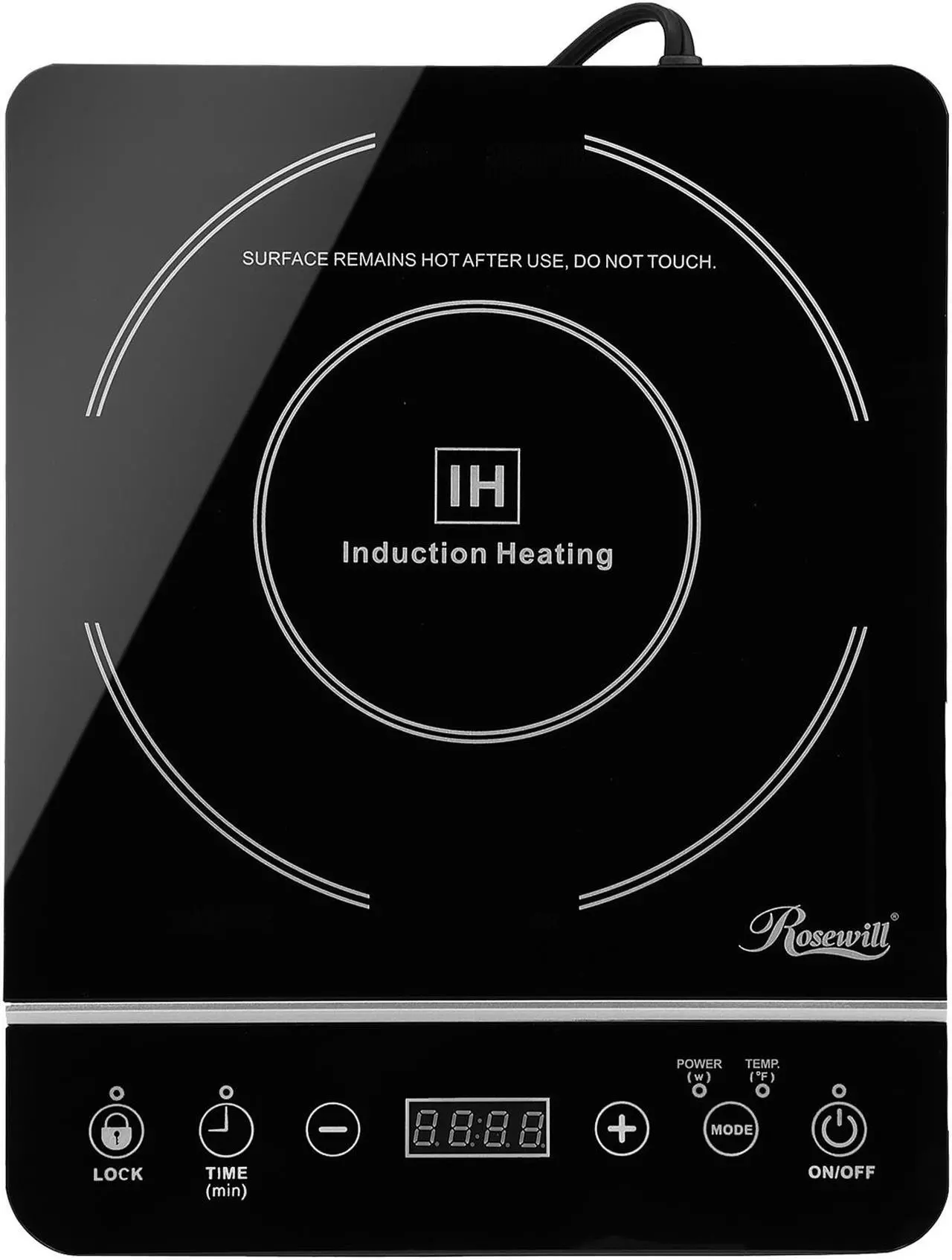 Alt view image 4 of 10 - Rosewill Portable Induction Cooktop Burner, 1800W, 8 Power/Temp Levels, Touch Panel, LED Display, Timer, Auto Shut-Off, Child Safety Lock, Includes Stainless Steel Pot - (RHAI-13001)