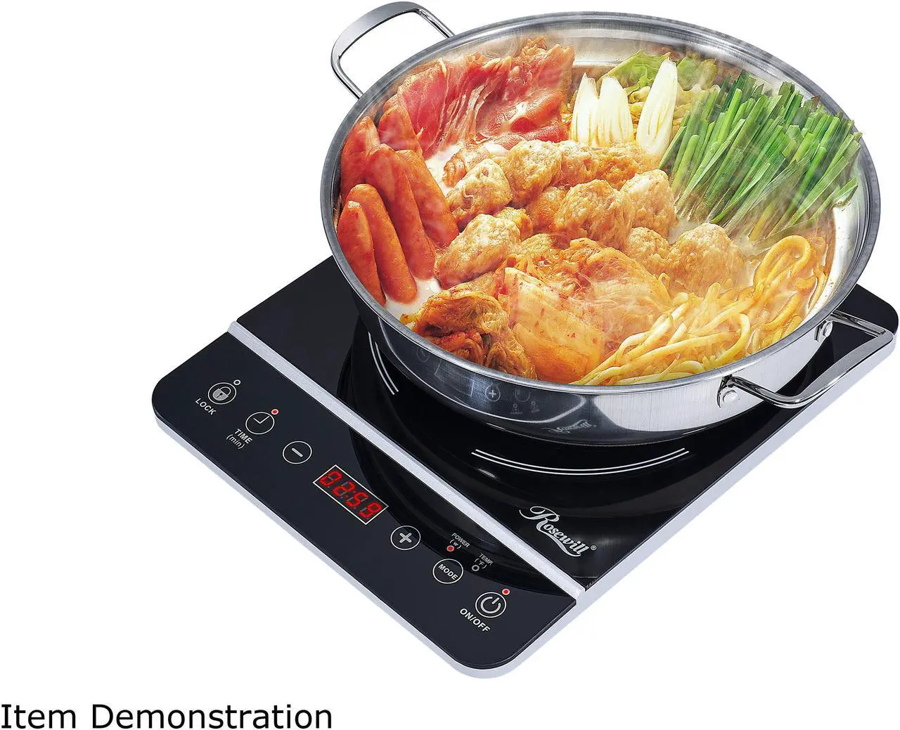 Alt view image 7 of 10 - Rosewill Portable Induction Cooktop Burner, 1800W, 8 Power/Temp Levels, Touch Panel, LED Display, Timer, Auto Shut-Off, Child Safety Lock, Includes Stainless Steel Pot - (RHAI-13001)