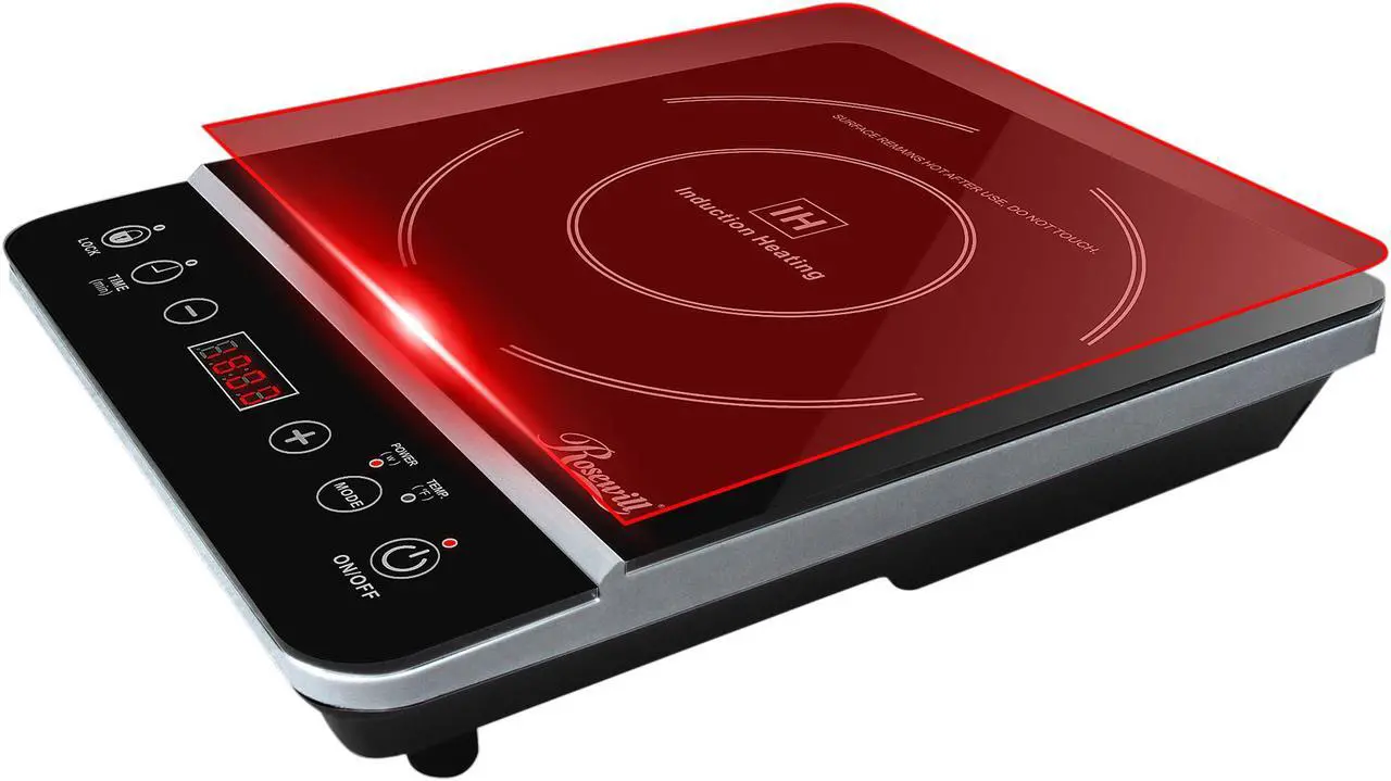 Alt view image 5 of 10 - Rosewill Portable Induction Cooktop Burner, 1800W, 8 Power/Temp Levels, Touch Panel, LED Display, Timer, Auto Shut-Off, Child Safety Lock, Includes Stainless Steel Pot - (RHAI-13001)