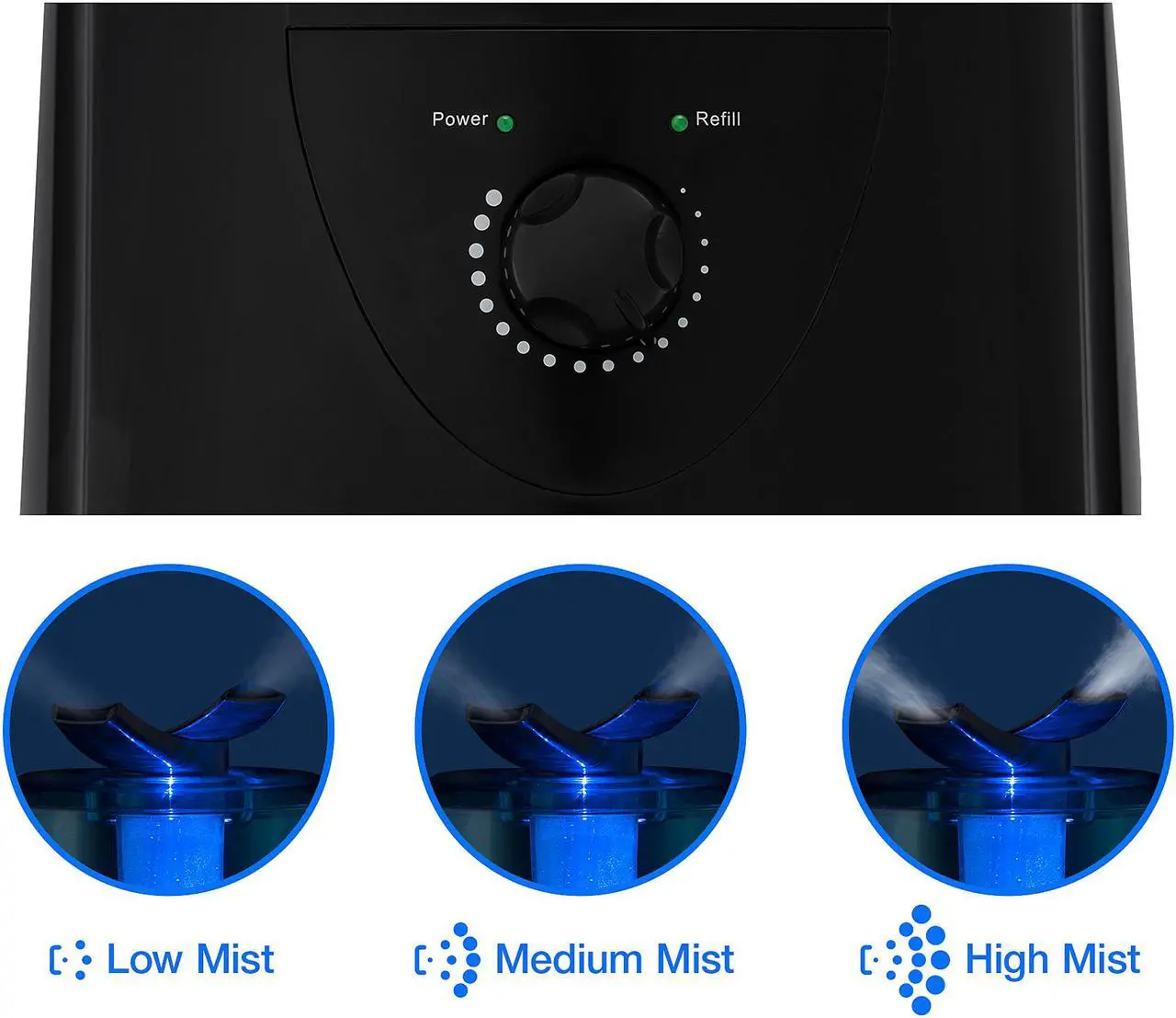 Alt view image 4 of 6 - Rosewill RHHD-14002 - Ultrasonic Humidifier - Dual Cool Mist, 1.3 Gallon (5L) Tank Capacity, Auto Shut-Off with LED Night Light - Black