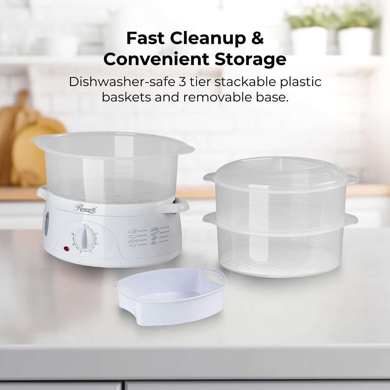 Alt view image 9 of 8 - ROSEWILL 4 in 1 Electric Food Steamer, Steamer, Baby food maker, Rice cooker and Sterilizer, 800W turbo steam fast heating, 3 Tier stackable baskets,9.5Qt