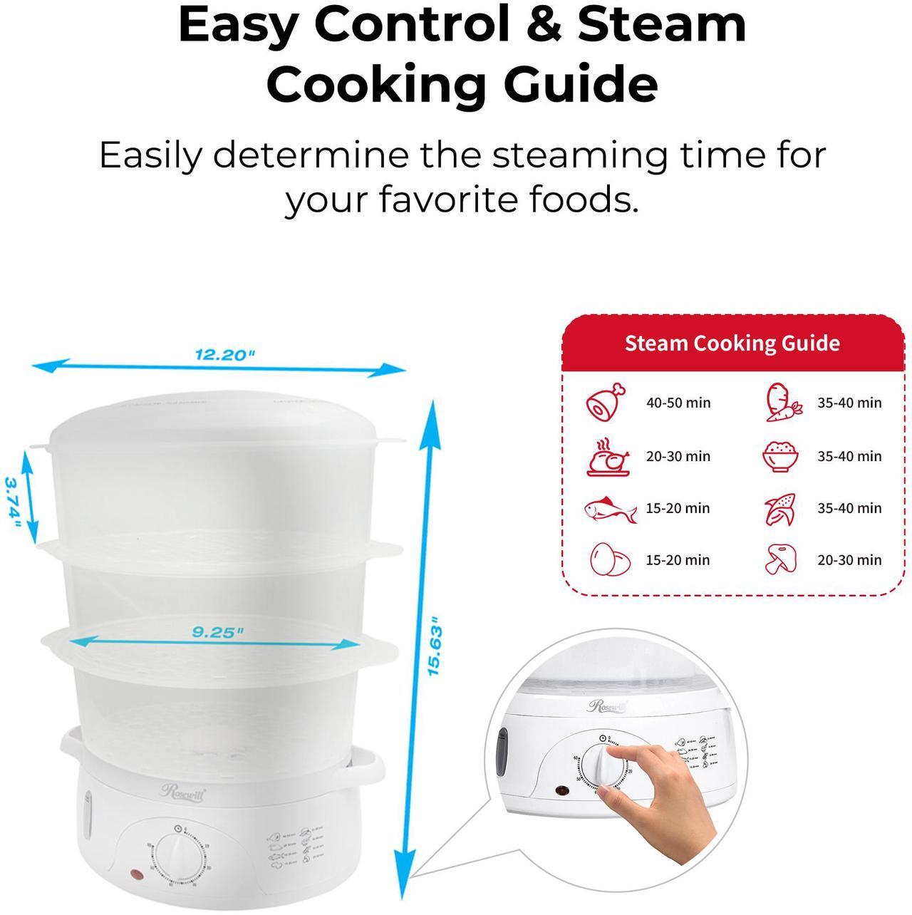 Alt view image 10 of 8 - ROSEWILL 4 in 1 Electric Food Steamer, Steamer, Baby food maker, Rice cooker and Sterilizer, 800W turbo steam fast heating, 3 Tier stackable baskets,9.5Qt