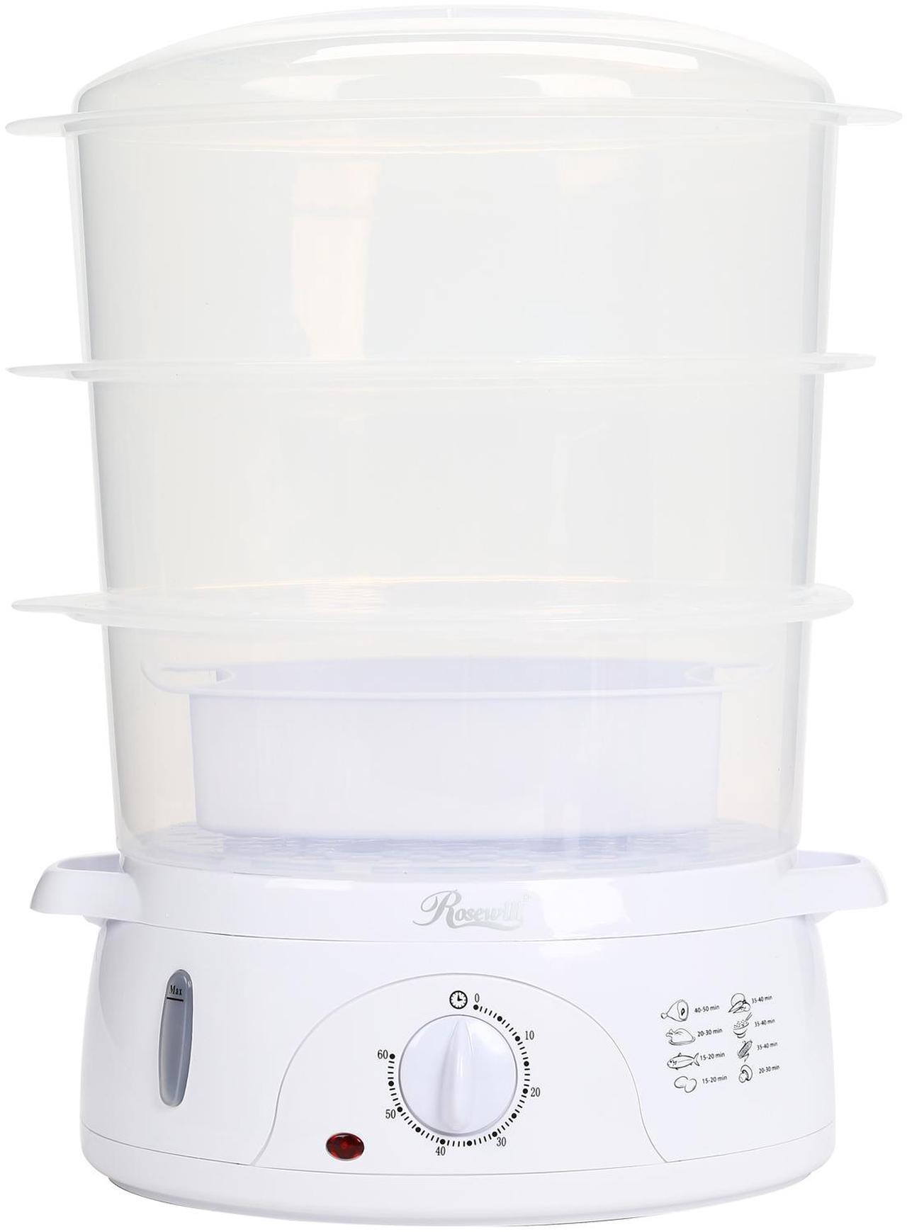 Alt view image 4 of 8 - ROSEWILL 4 in 1 Electric Food Steamer, Steamer, Baby food maker, Rice cooker and Sterilizer, 800W turbo steam fast heating, 3 Tier stackable baskets,9.5Qt