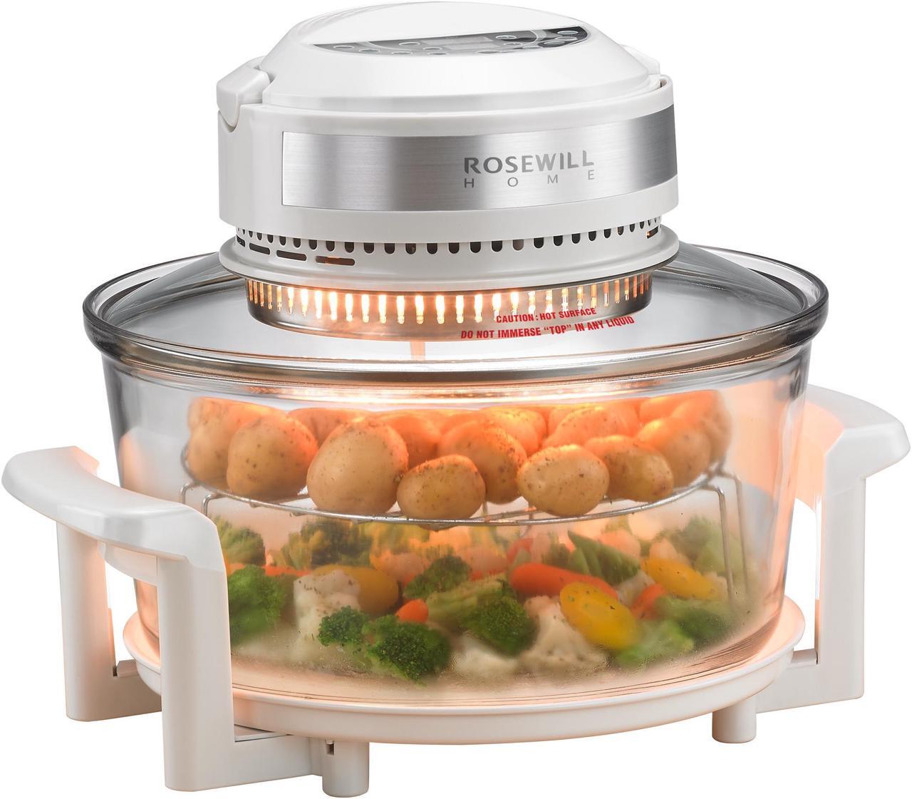 Main image of Rosewill RHCO-16001 18Qt Infrared Halogen Stainless Steel Convection Oven | Extender Ring and Accessories Included | Built-in Timer | White