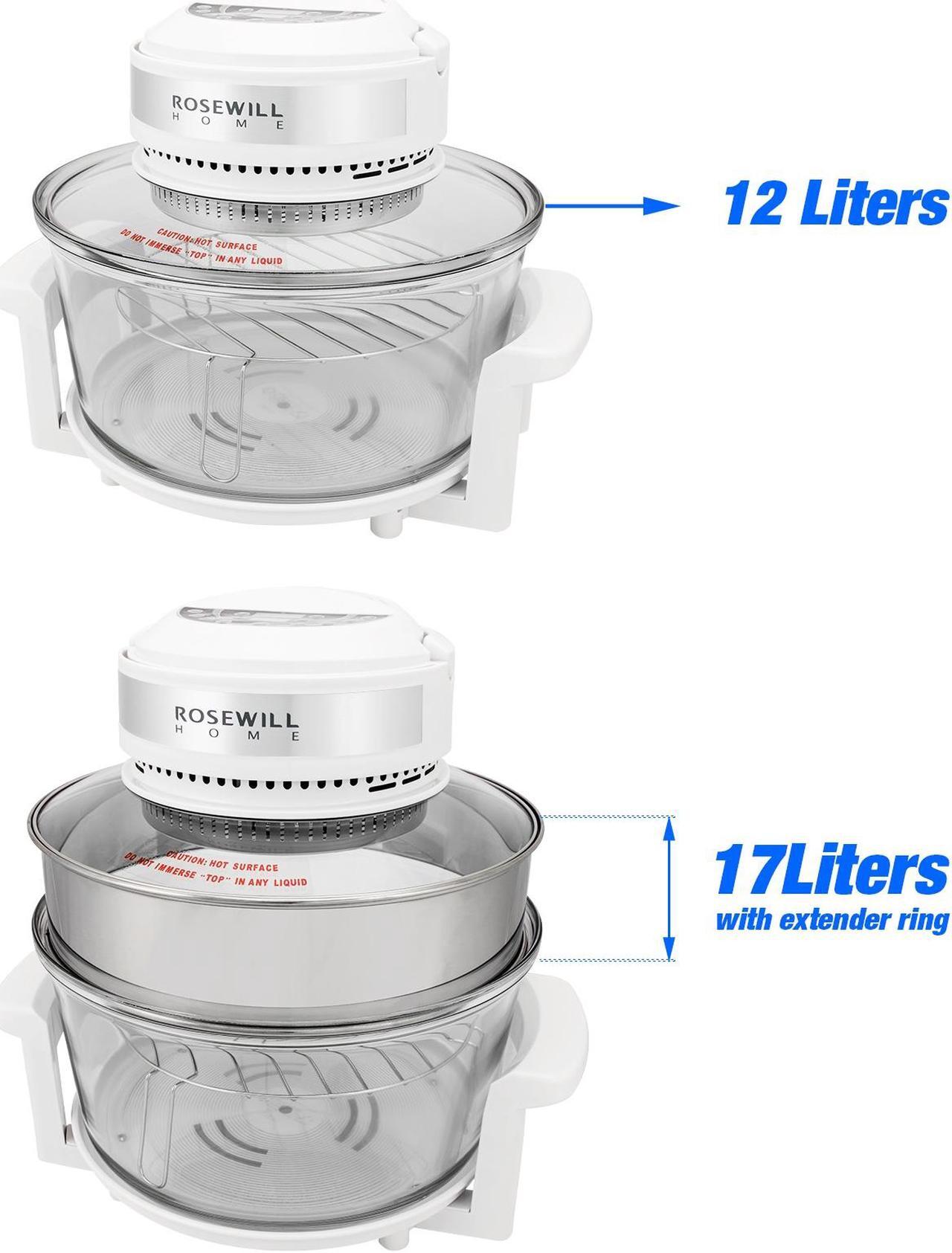 Alt view image 3 of 7 - Rosewill RHCO-16001 18Qt Infrared Halogen Stainless Steel Convection Oven | Extender Ring and Accessories Included | Built-in Timer | White