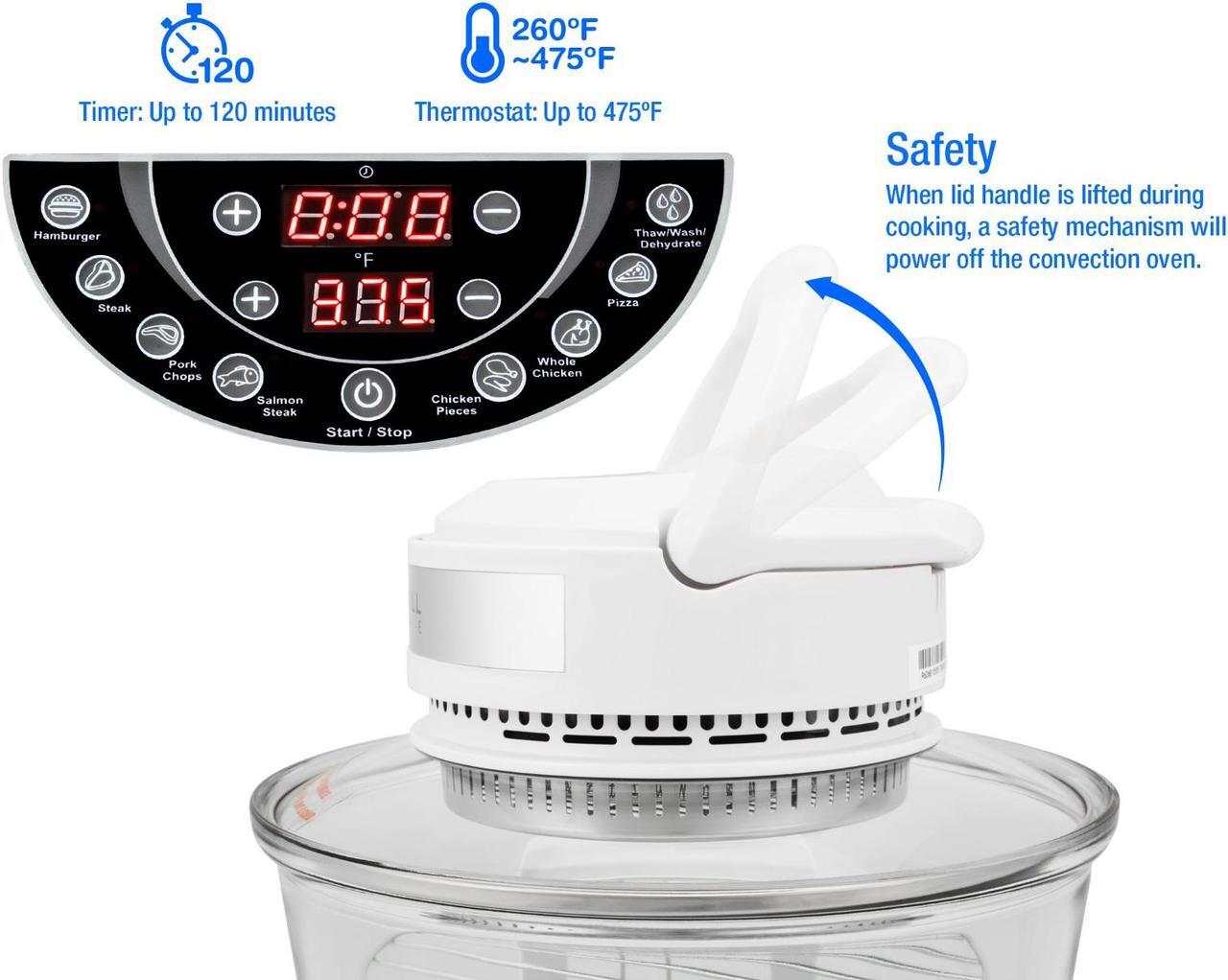 Alt view image 5 of 7 - Rosewill RHCO-16001 18Qt Infrared Halogen Stainless Steel Convection Oven | Extender Ring and Accessories Included | Built-in Timer | White