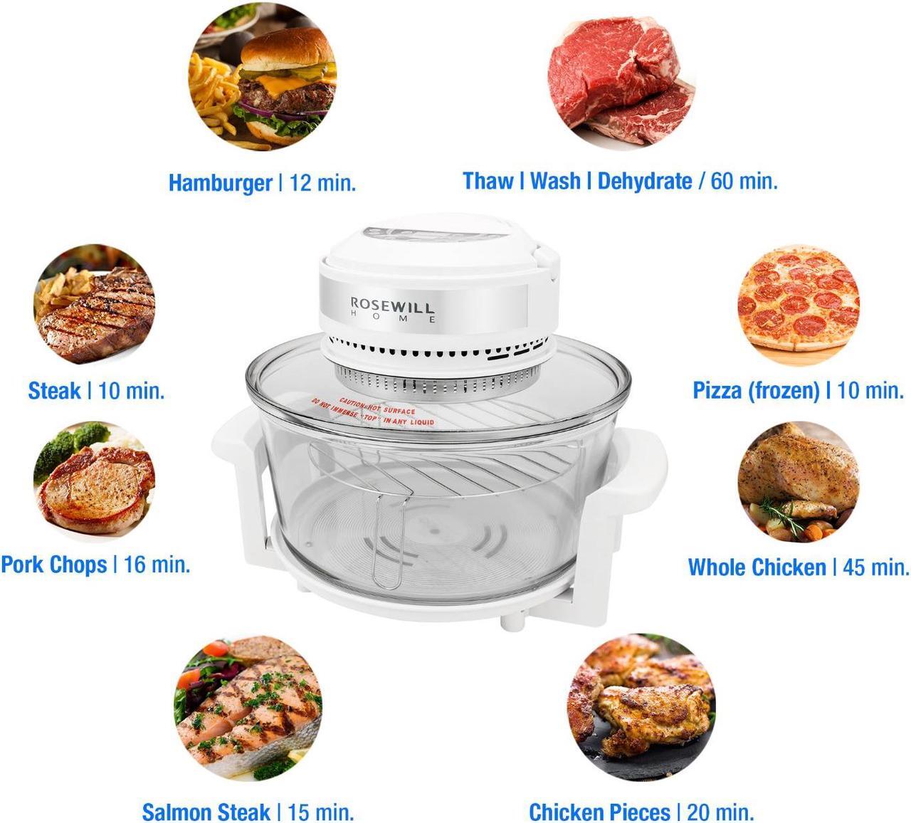 Alt view image 6 of 7 - Rosewill RHCO-16001 18Qt Infrared Halogen Stainless Steel Convection Oven | Extender Ring and Accessories Included | Built-in Timer | White