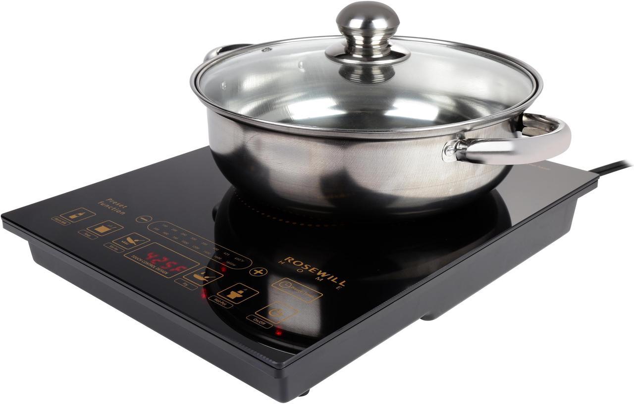 Rosewill RHAI-16002 Induction Cooker | Large Digital Screen Display | 1800 Watt | 5 Pre-Programmed Cooktop Settings | Stainless Steel Pot |10" 3.5 QT