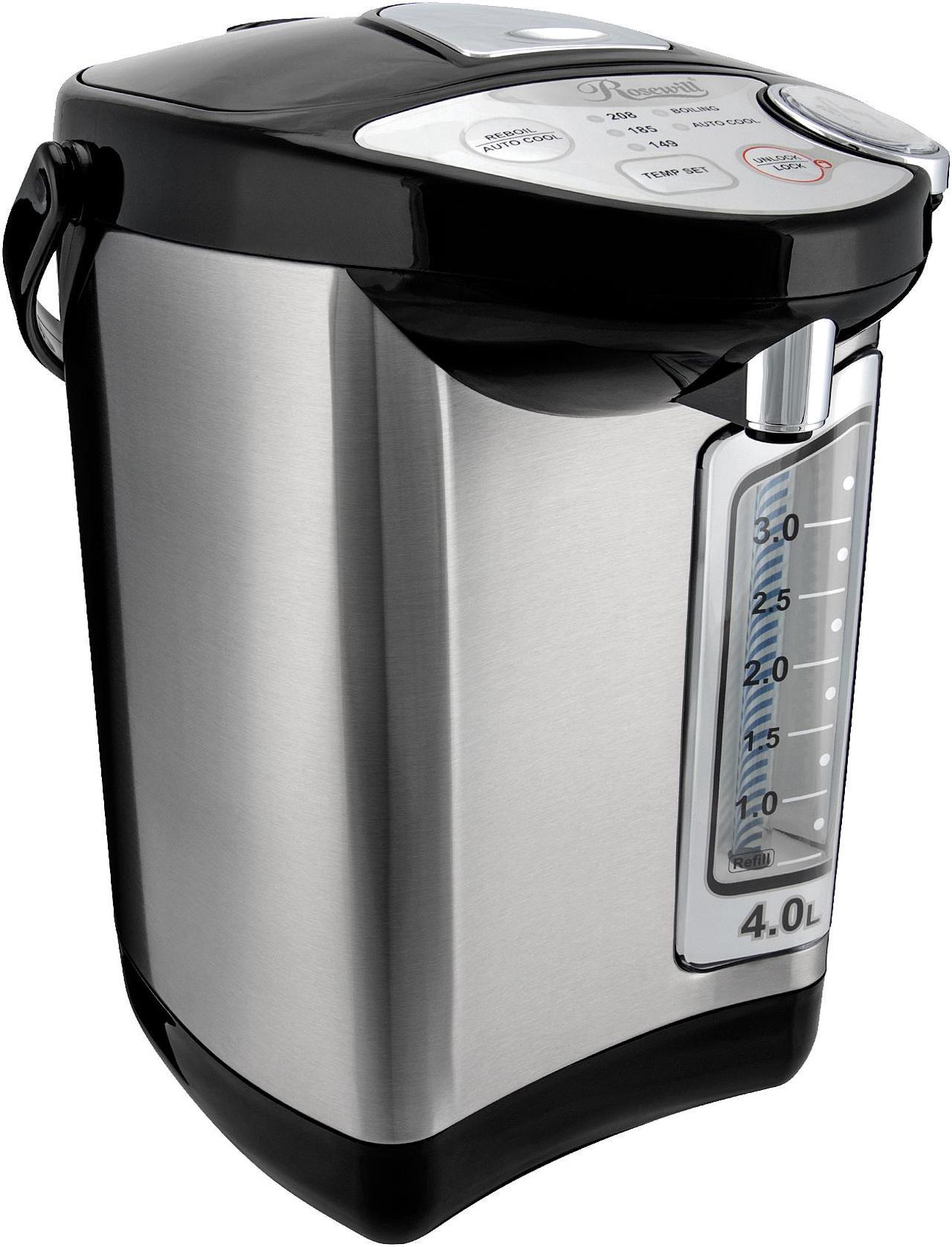 Rosewill RHAP-16002 Electric Hot Water Boiler and Warmer, 4.0 Liter Hot Water Dispenser, Stainless Steel | Great for Coffee, Tea, Soup, or Hot Cereal | White