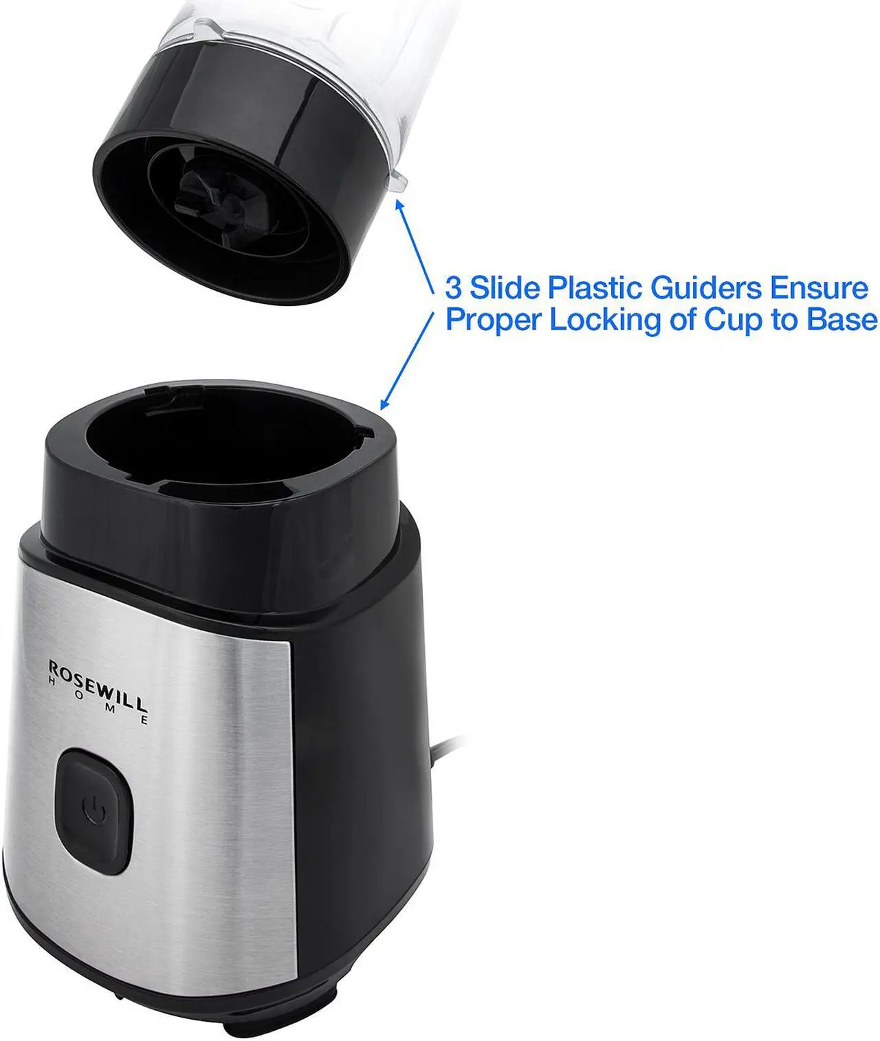 Alt view image 6 of 16 - Rosewill Single Server Blender with Vacuum Bottle, Portable Personal Size Juicer Smoothie Blender | 300 Watt Motor | 20 oz BPA-Free Dishwasher Safe Tritan Stainless Steel Blades - RHBL-18001