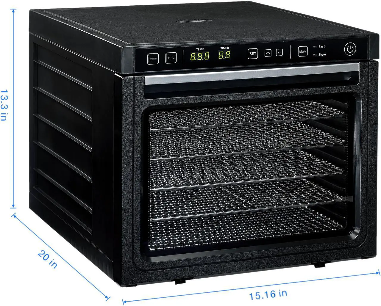 Alt view image 2 of 7 - Rosewill Food Dehydrator Machine, 6-Tray Dehydrating Racks, Electric Dehydrator 2 Speeds Settings and Dual Fans for Fast Drying Fruit, Meat, Jerky - RHFD-18001