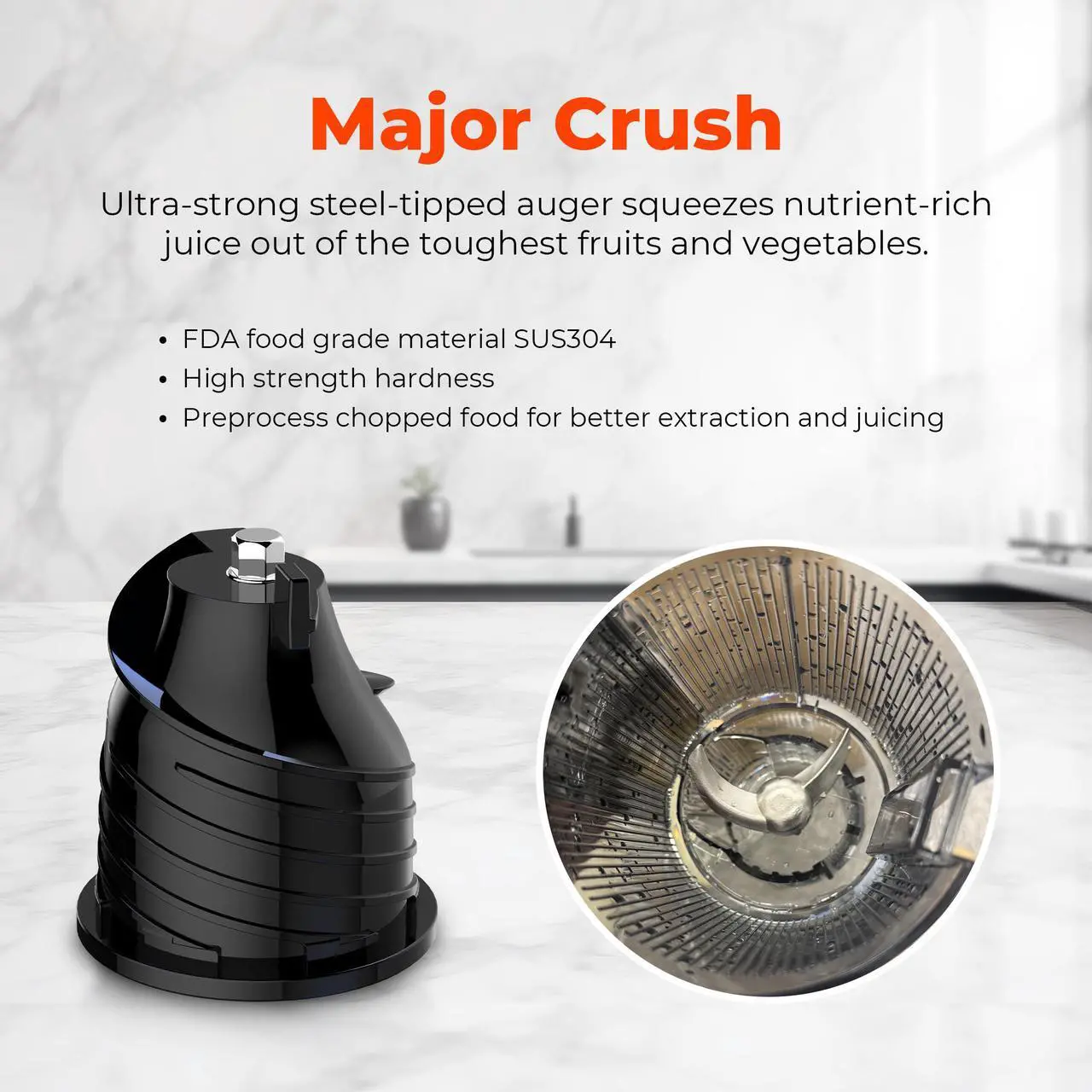 Alt view image 6 of 7 - Rosewill Cold Press Juicer, 4.72" Wide Feed Chute Juice Extractor Machine, High Juice Yield, Slow Masticating Juicer for Whole Vegetables & Fruits