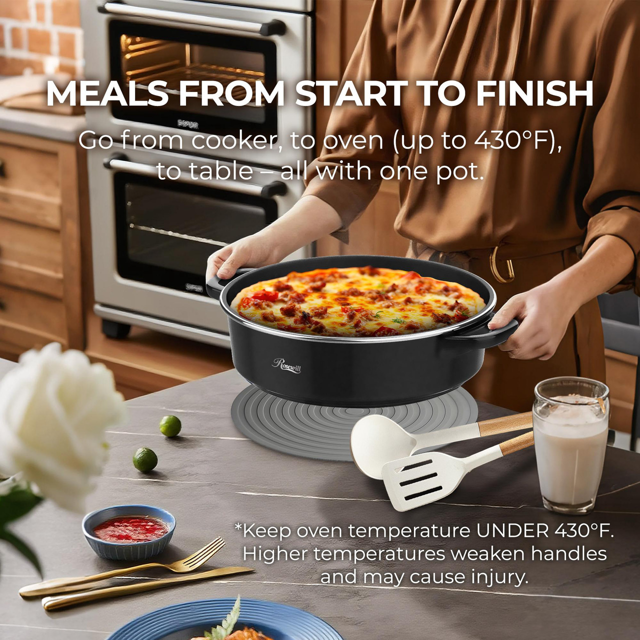 Open Box: Rosewill 12.7 QT Electric Hot Pot with Multiple Functions, Split Design with 11.8 inch Wider Cooking Pot and SUS Steam Basket, 1600W High Power, Includes Utensils - Black - Newegg.com - Open Box condition - Image 15