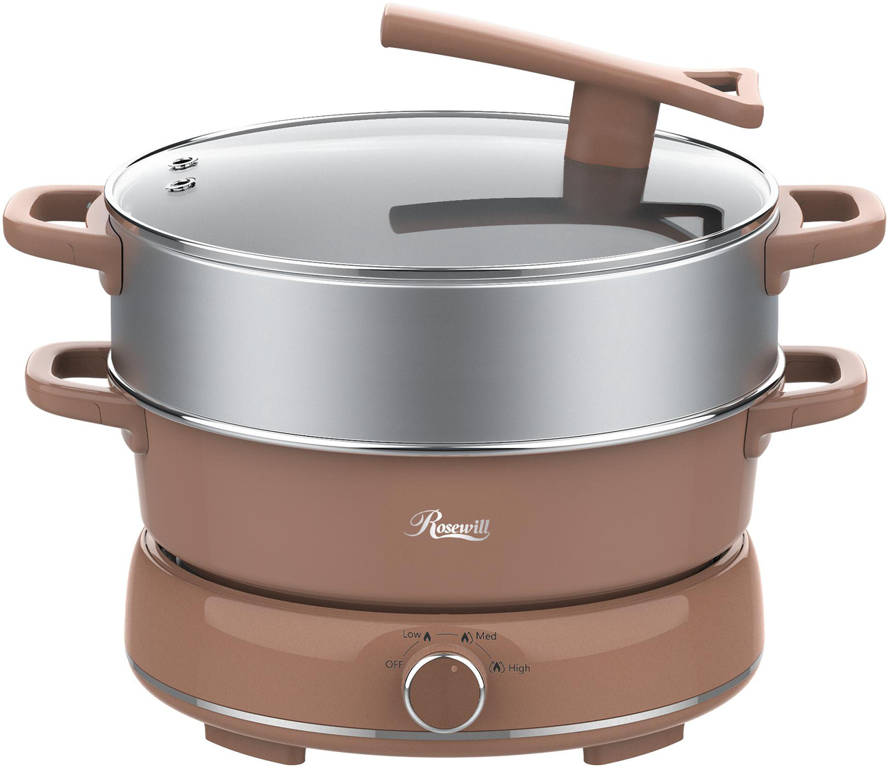Open Box: Rosewill 12.7 QT Electric Hot Pot with Multiple Functions, Split Design with 11.8 inch Wider Cooking Pot and SUS Steam Basket, 1600W High Power, Includes Utensils - Mocha - Newegg.com - Image 10