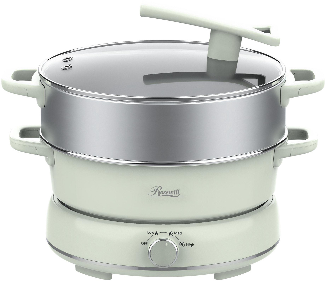 Open Box: Rosewill 12.7 QT Electric Hot Pot with Multiple Functions, Split Design with 11.8 inch Wider Cooking Pot and SUS Steam Basket, 1600W High Power, Includes Utensils - Light Green - Newegg.com - Open Box condition - Image 10
