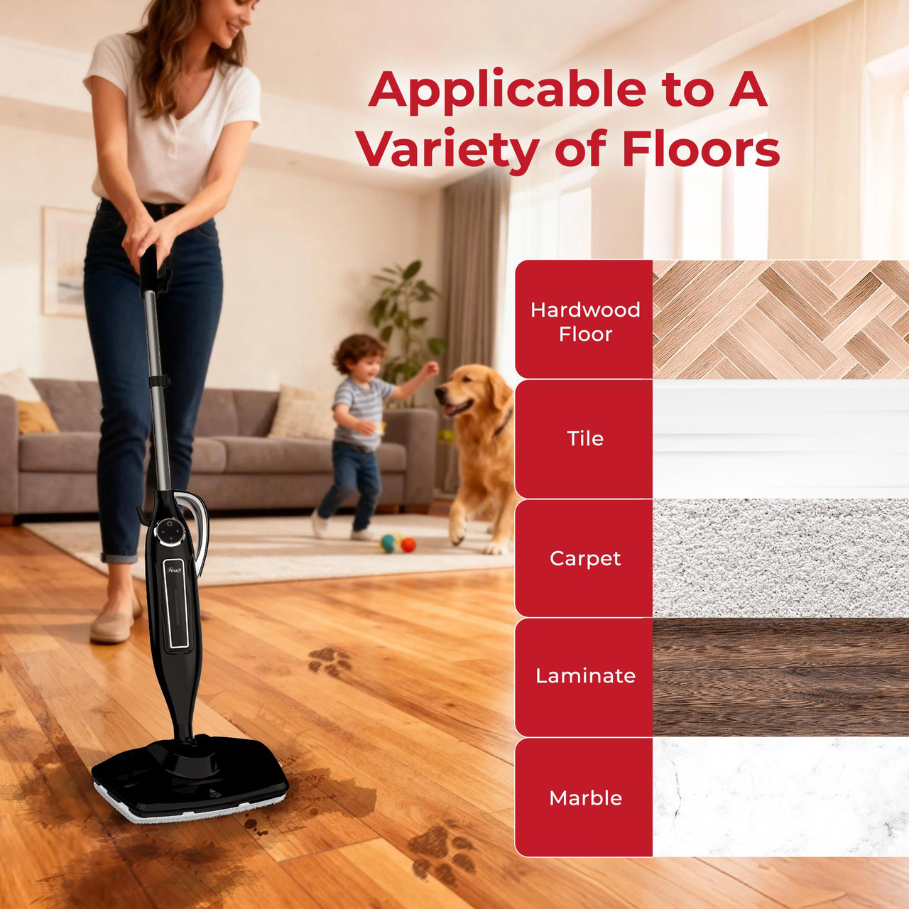 Open Box: Rosewill 11-in-1 Steam Mop, 260 degreesF Handheld Steam Cleaner, 1200W Detachable Steam Mops for Floor Cleaning, Removable Tank, Multi-Purpose Steamer for Hardwood, Tile, Grout, Furniture - Black - Newegg.com - Open Box condition - Image 11