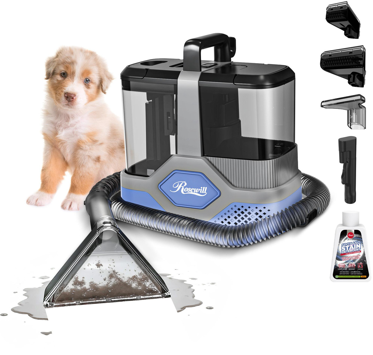 Open Box: Rosewill Multi-Purpose Portable Carpet and Upholstery Cleaner with 74.4 oz Large Water Tank, Self Cleaning, Powerful Suction 17 KPa Spot Cleaner, 600W Motor, 4 Tools for Pets, Car, Couch and Stairs - Newegg.com - Image 9