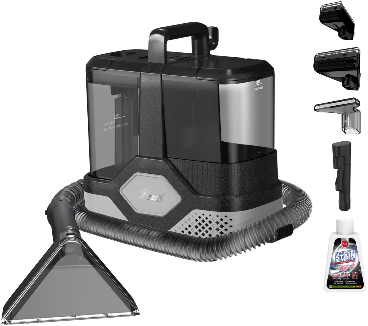 Open Box: Rosewill Multi-Purpose Portable Carpet and Upholstery Cleaner, Powerful Suction 18 Kpa Spot Cleaner, Car and Auto Detailer, Stain/Spot Remover; Versatile Use: Carpet, Sofa, Pet Hair Use - Black & Gray - Newegg.com - Open Box condition - Image 10