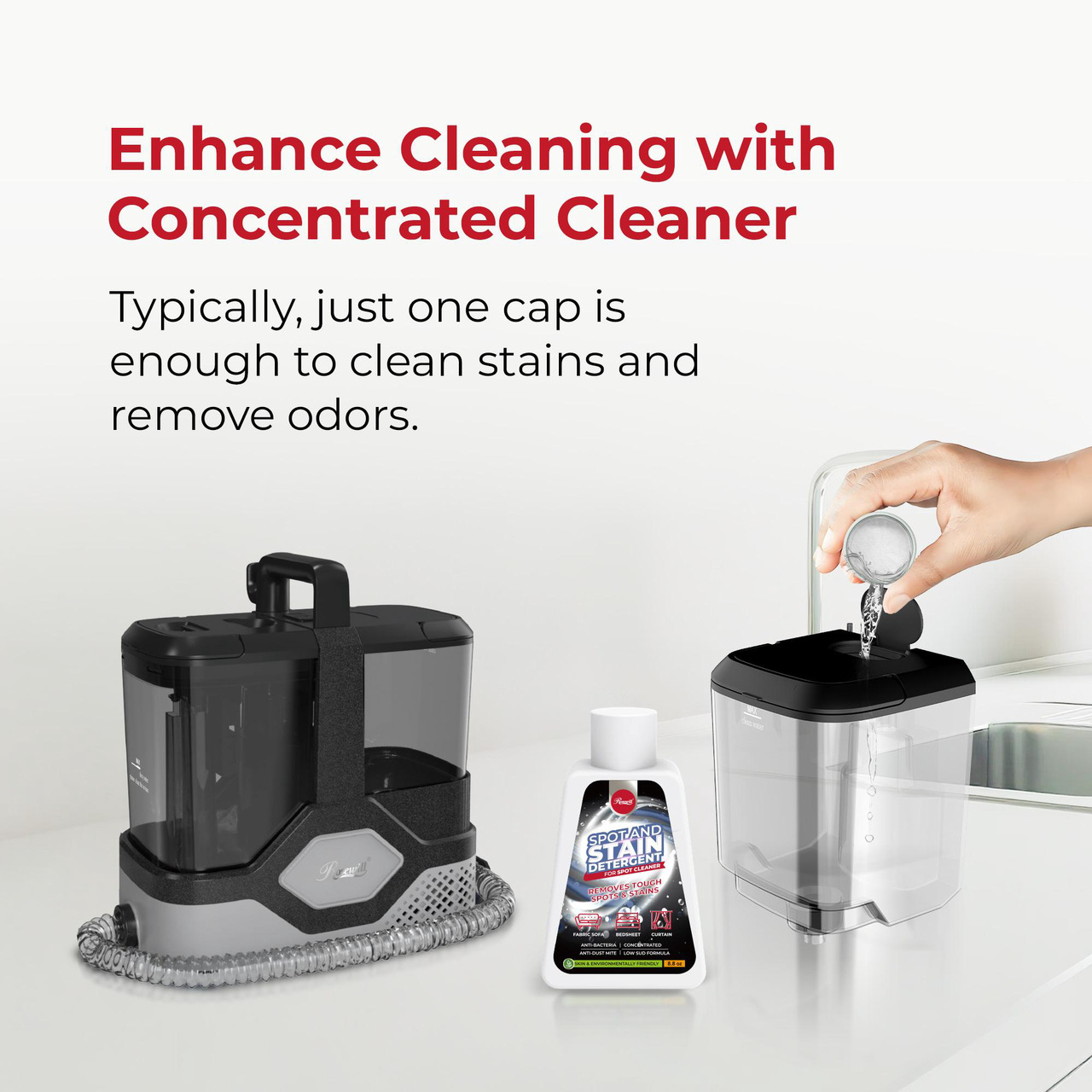 Open Box: Rosewill Multi-Purpose Portable Carpet and Upholstery Cleaner, Powerful Suction 18 Kpa Spot Cleaner, Car and Auto Detailer, Stain/Spot Remover; Versatile Use: Carpet, Sofa, Pet Hair Use - Black & Gray - Newegg.com - Open Box condition - Image 18