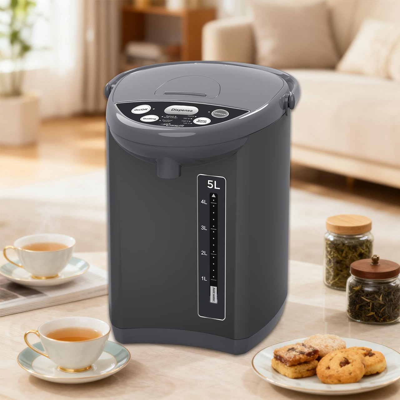 Open Box: Rosewill Electric Hot Water Boiler and Warmer, Hot Water Dispenser with Auto Dispense Function, 5 Temperature Settings, Large Capacity 5.0 L (5.3 QT) - Gray - Newegg.com - Open Box condition - Image 10