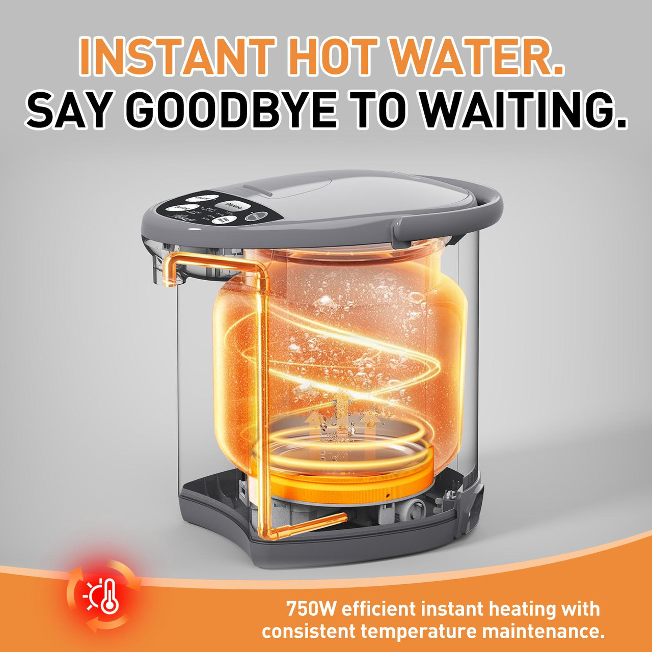 Open Box: Rosewill Electric Hot Water Boiler and Warmer, Hot Water Dispenser with Auto Dispense Function, 5 Temperature Settings, Large Capacity 5.0 L (5.3 QT) - Gray - Newegg.com - Open Box condition - Image 13