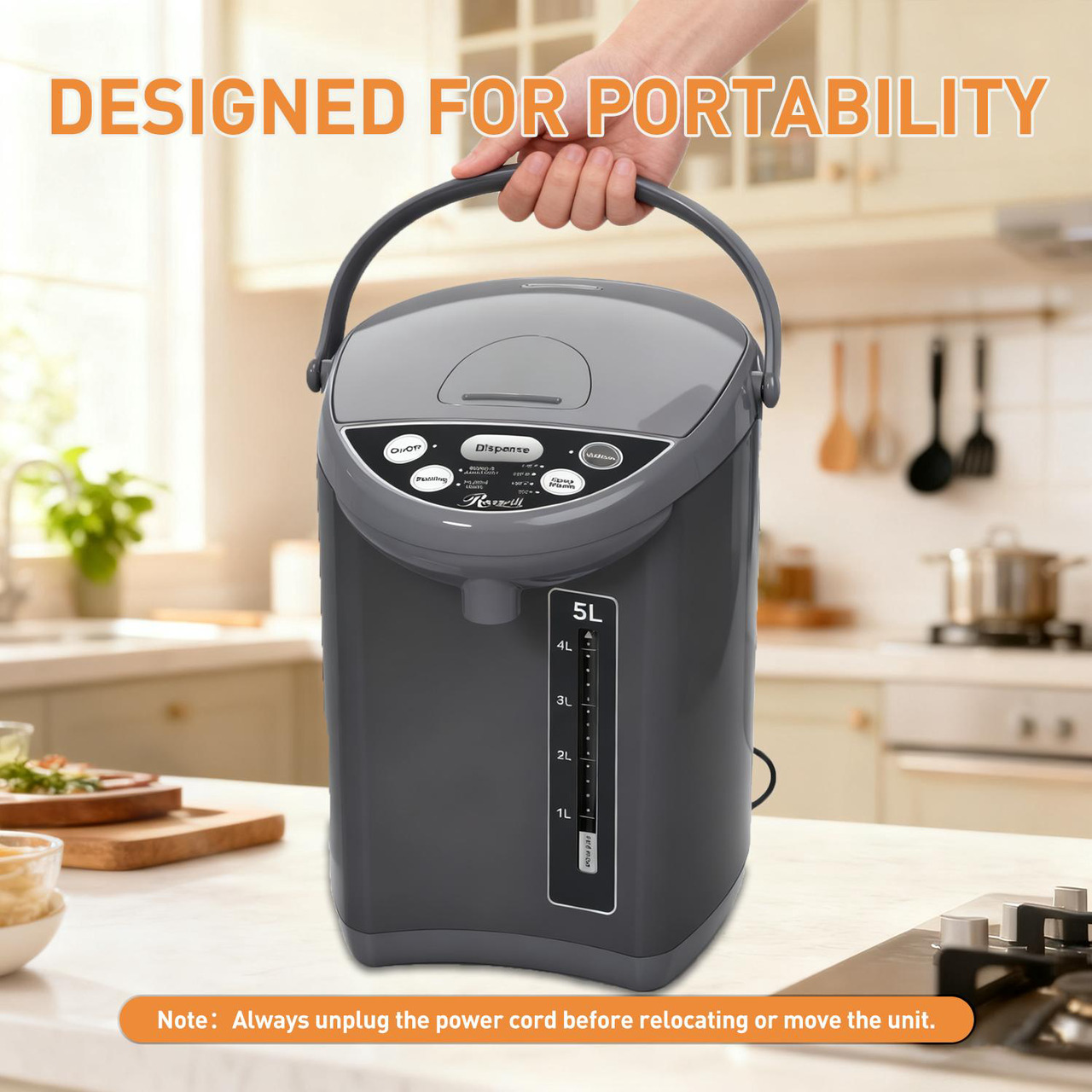 Open Box: Rosewill Electric Hot Water Boiler and Warmer, Hot Water Dispenser with Auto Dispense Function, 5 Temperature Settings, Large Capacity 5.0 L (5.3 QT) - Gray - Newegg.com - Open Box condition - Image 15
