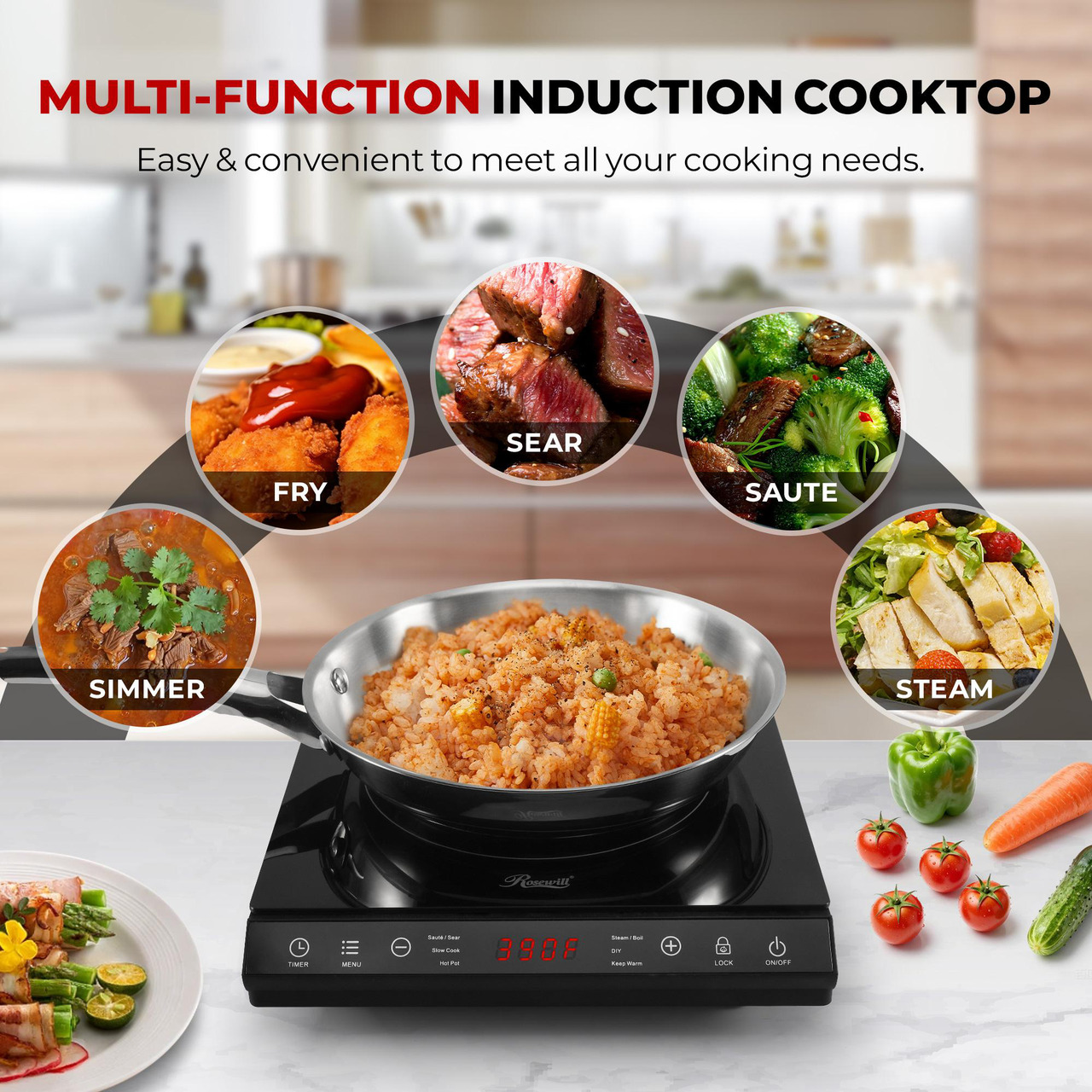 Open Box: Rosewill Portable Induction Cooktop Burner, Induction Hot Plate with 6 Cooking Modes & 12-Hour Timer, Child Safety Lock & Auto Shutoff, Electric Stove for Home, Dorms, RVs - Newegg.com - Open Box condition - Image 14