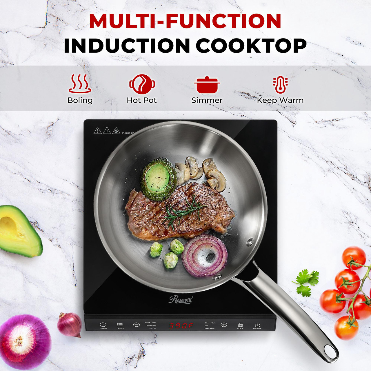 Open Box: Rosewill Portable Induction Cooktop Burner, Induction Hot Plate with 6 Cooking Modes & 12-Hour Timer, Child Safety Lock & Auto Shutoff, Electric Stove for Home, Dorms, RVs - Newegg.com - Open Box condition - Image 16
