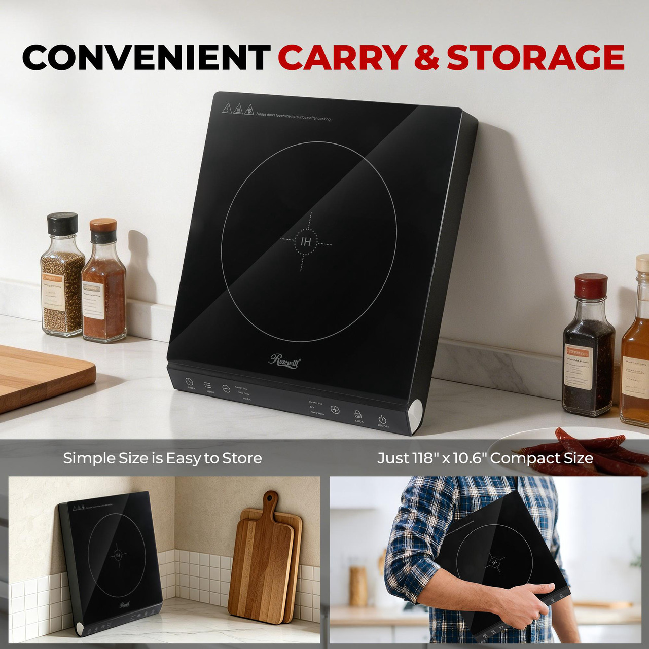 Open Box: Rosewill Portable Induction Cooktop Burner, Induction Hot Plate with 6 Cooking Modes & 12-Hour Timer, Child Safety Lock & Auto Shutoff, Electric Stove for Home, Dorms, RVs - Newegg.com - Open Box condition - Image 17