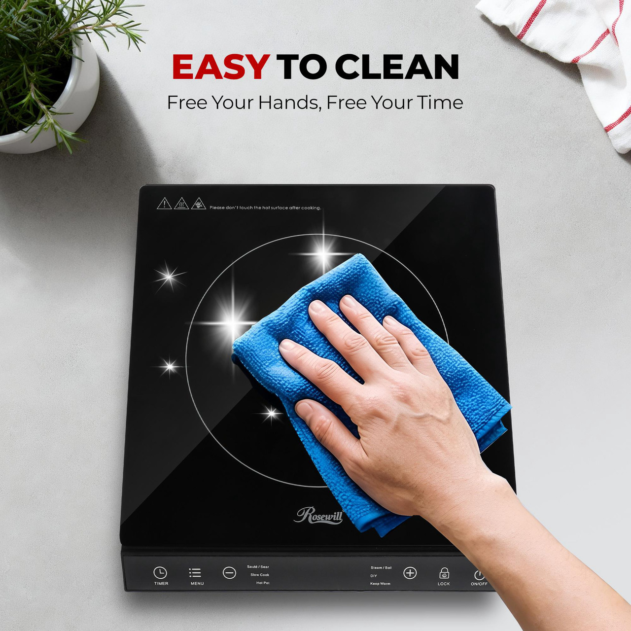Open Box: Rosewill Portable Induction Cooktop Burner, Induction Hot Plate with 6 Cooking Modes & 12-Hour Timer, Child Safety Lock & Auto Shutoff, Electric Stove for Home, Dorms, RVs - Newegg.com - Open Box condition - Image 18