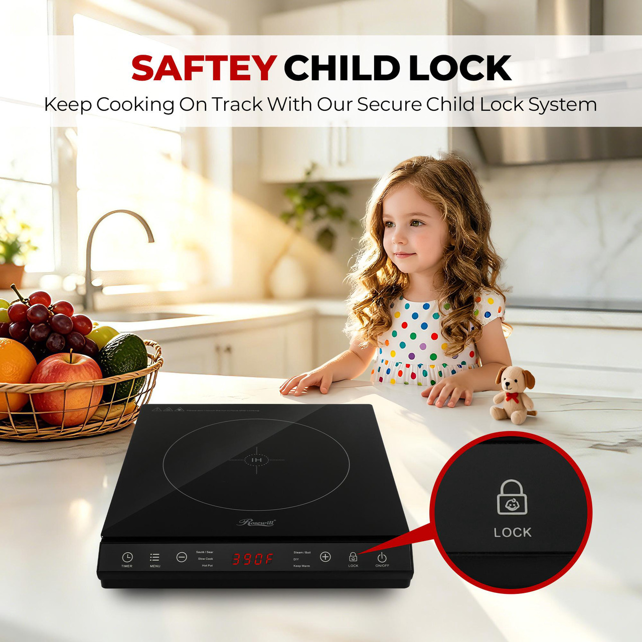 Open Box: Rosewill Portable Induction Cooktop Burner, Induction Hot Plate with 6 Cooking Modes & 12-Hour Timer, Child Safety Lock & Auto Shutoff, Electric Stove for Home, Dorms, RVs - Newegg.com - Open Box condition - Image 19