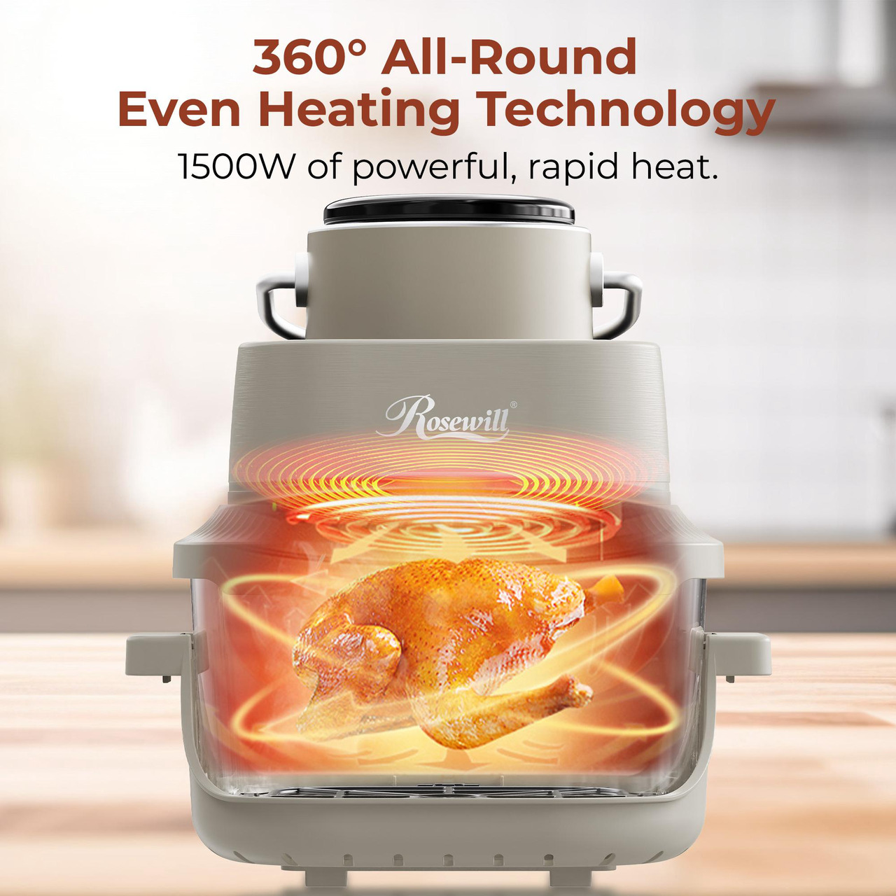 Open Box: Rosewill 8-in-1 Portable Glass Air Fryer, 5.5QT & 1.6QT Dual Transparent Glass Cooking Pot with Storage Lid & Tongs, Compact Smart for Air Fry, Deep Roast, Recrisp, Bake and more - Saturn Gray - Newegg.com - Open Box condition - Image 16