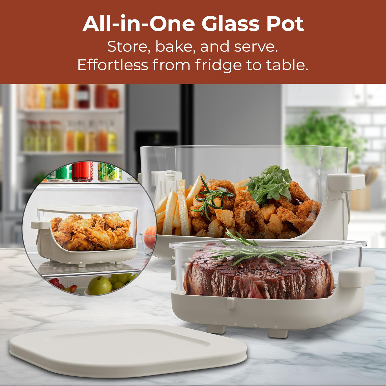 Open Box: Rosewill 8-in-1 Portable Glass Air Fryer, 5.5QT & 1.6QT Dual Transparent Glass Cooking Pot with Storage Lid & Tongs, Compact Smart for Air Fry, Deep Roast, Recrisp, Bake and more - Saturn Gray - Newegg.com - Open Box condition - Image 17