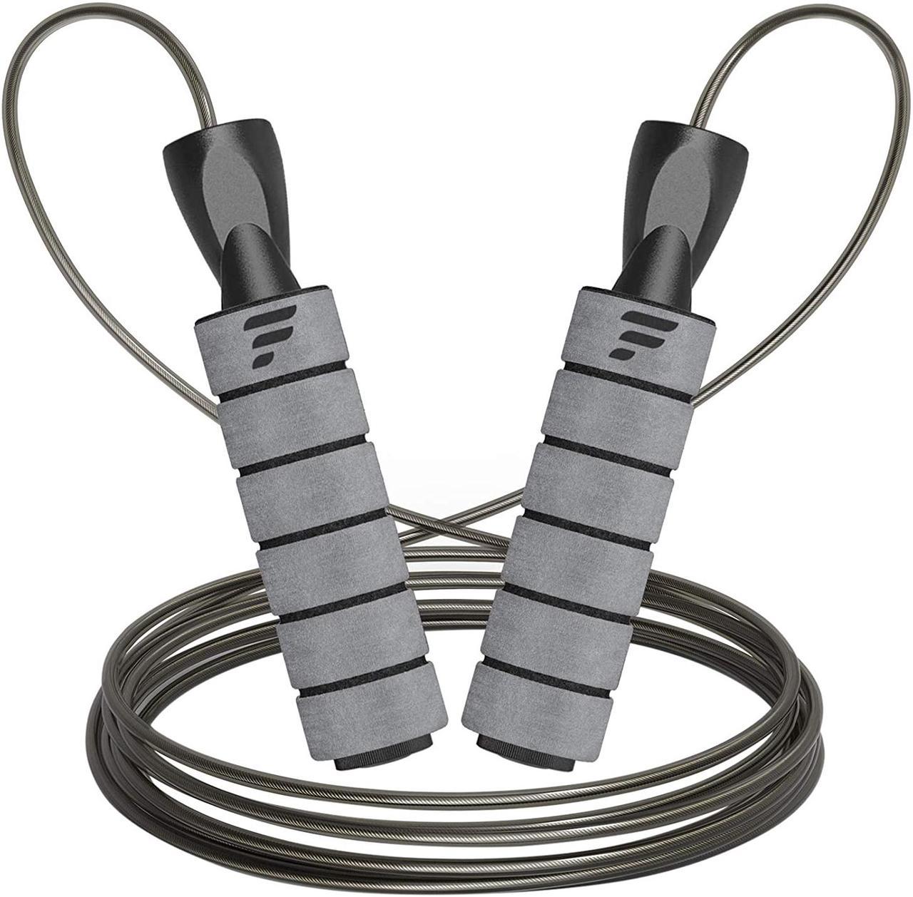 Letsfit JR01 Adjustable Jump Rope with Foam Handles - Grey