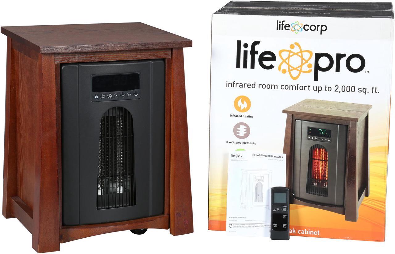Alt view image 6 of 6 - Lifesmart LS-8WQH-DLX13B 1,500 Watt Infrared Heater, Wooden Cabinet